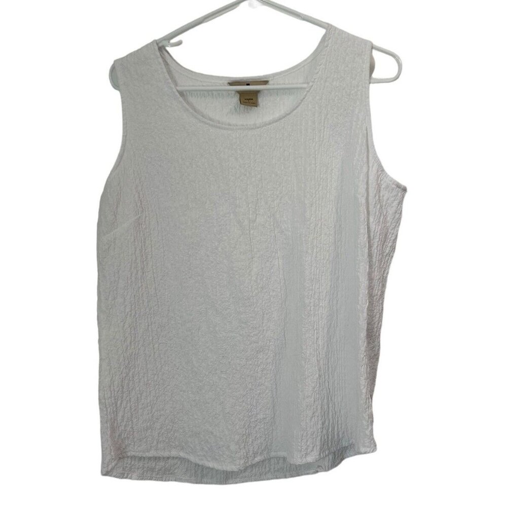 Woolrich White Pleated/Quilted Tank Top Size Large Beach Classic Summer Casual